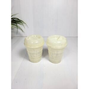 2 Vintage Stanley Home Products, Rochow  Mixer White Plastic Measuring Shakers